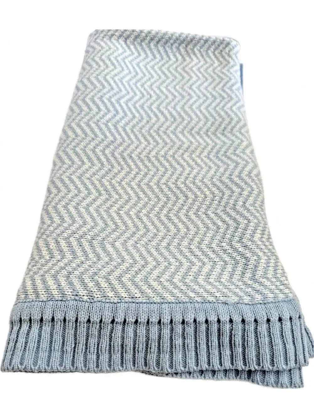 Blue Chevron Knit Baby Blue Blanket/ throw 36x36